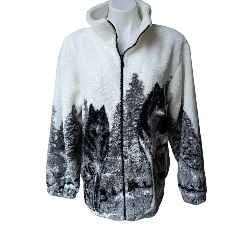 Vintage Glacier Gear Outdoor Faux Fur Zip Front Jacket, Sz M